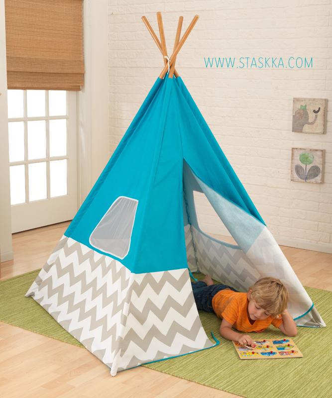 Otroški šotor Teepee - moder